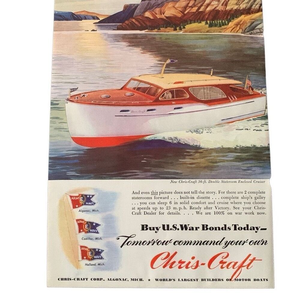 Vintage 1945 Chris Craft Tomorrow Command Your Own Ad Advertisement